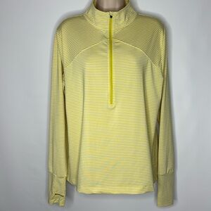 Oiselle Yellow Striped Quarter-Zip Pullover, size Xl